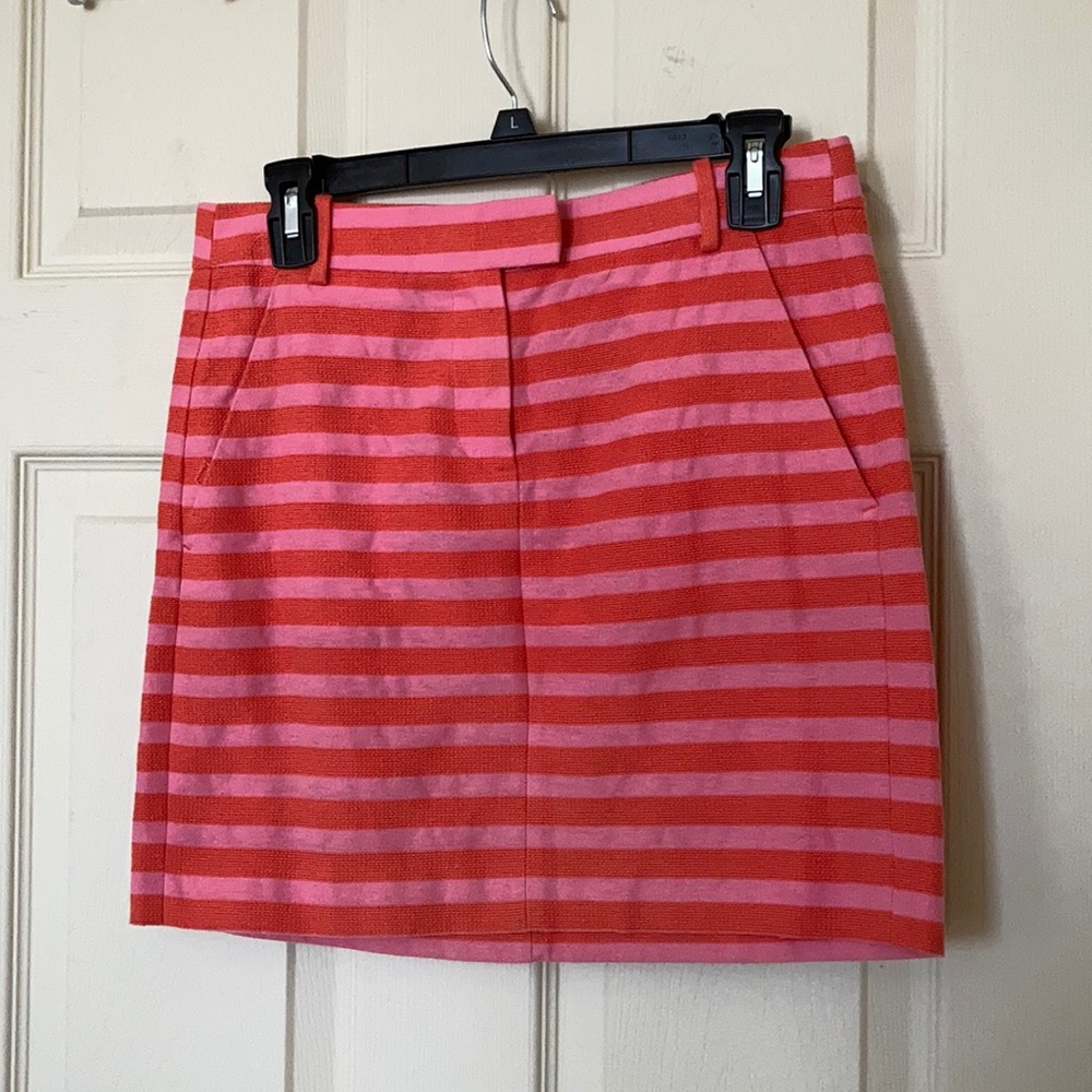 Pink and orange striped skirt